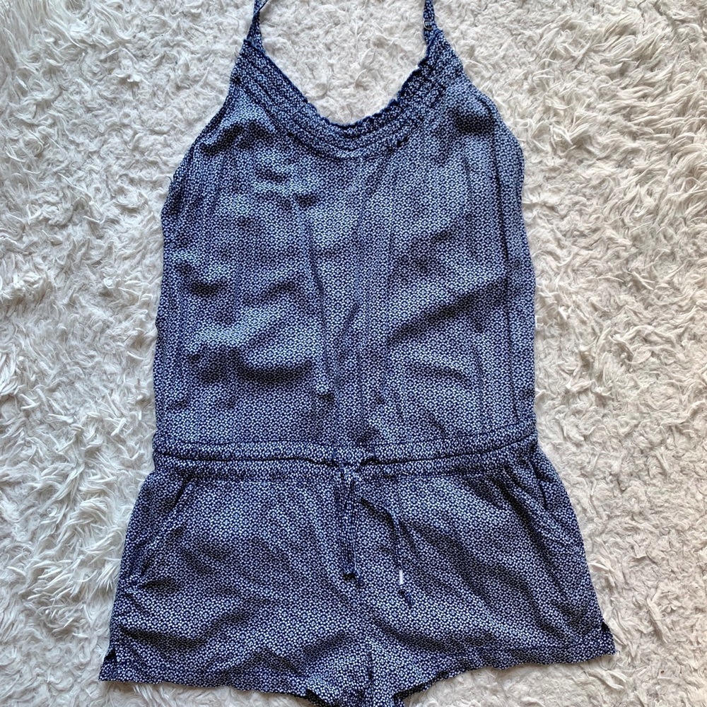 Blue floral/patterned romper